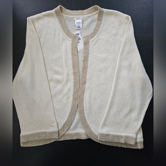 NWT - Old Navy Gold Metallic Trim Cream Wrap Cardigan - Size XXL - Picture 1 of 7